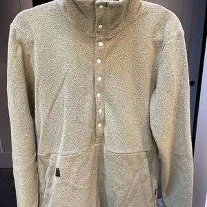 Deso sage green button up fleece pullover